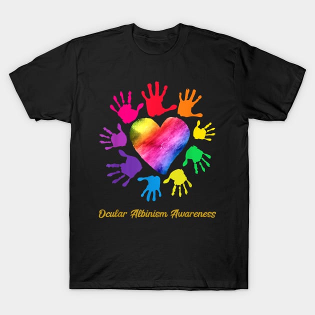 We Wear Rainbow Heart For Ocular Albinism Awareness T-Shirt by luxembourgertreatable